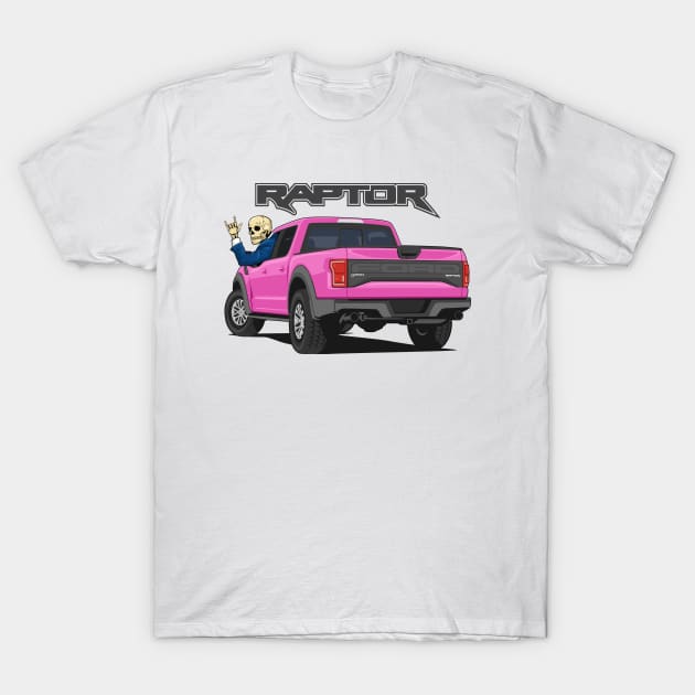 Truck ranger raptor f150 4x4 hand skull metal pink T-Shirt by creative.z